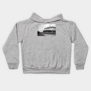 Black Prince Steam Train North Norfolk Railway Black And White Kids Hoodie